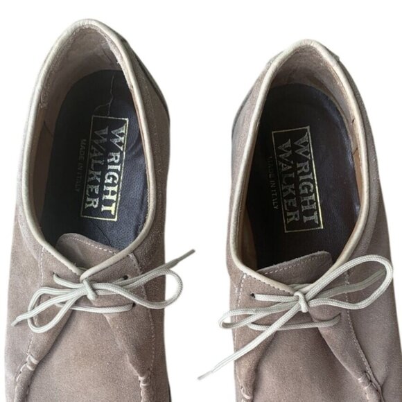 WRIGHT WALKER Vibram Men’s Beige/Tan Suede Lace Up Shoes Size 12A Moc Toe EUC - Picture 3 of 9